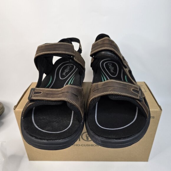 OrthoFeet Gemini Leather Adjustable Brown Sandals w/Box Men\'s SZ 14 (4E) main image 6
